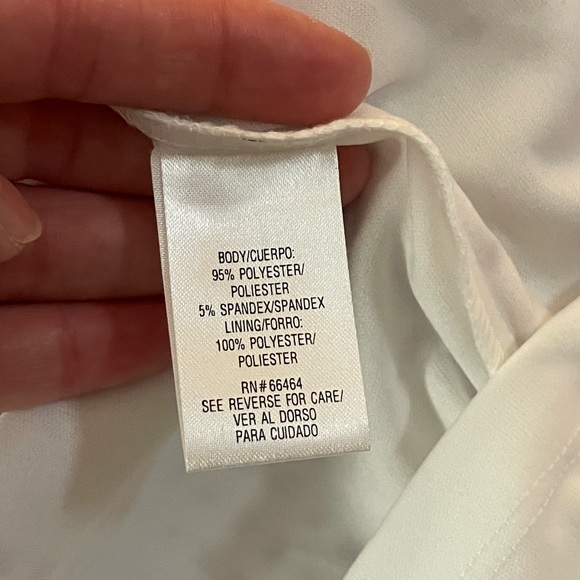 SANDRA Darren sheath Dress Sz 16 mesh floral print short Sleeve white peach gray - Picture 11 of 12